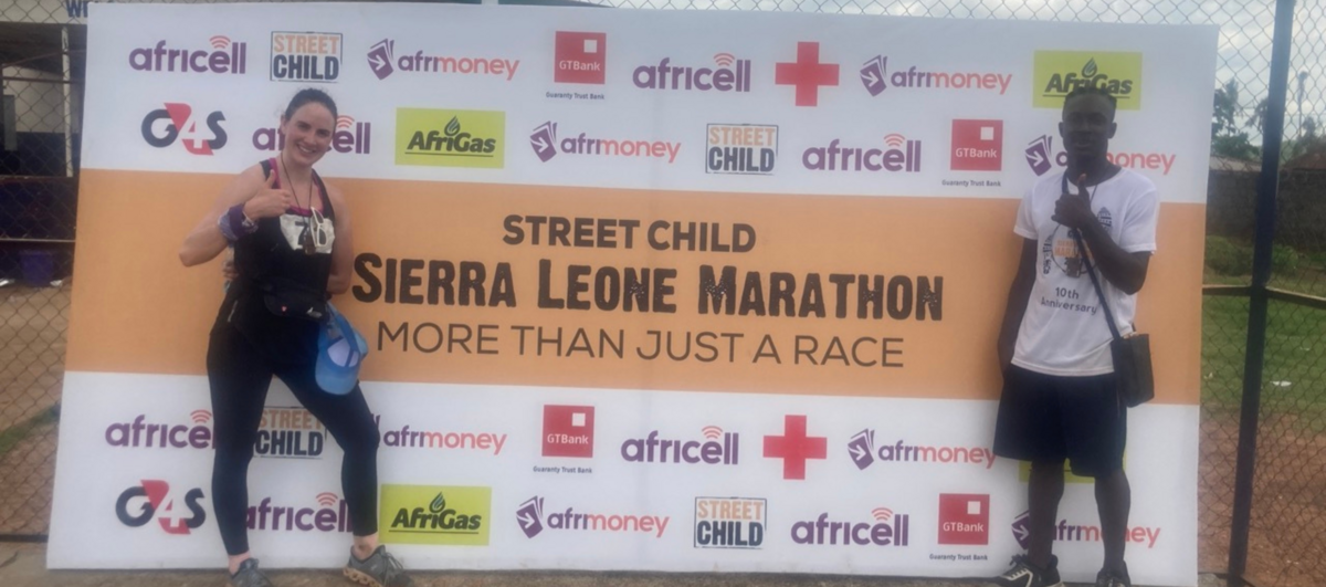 Marie Caine completes the Sierra Leone marathon