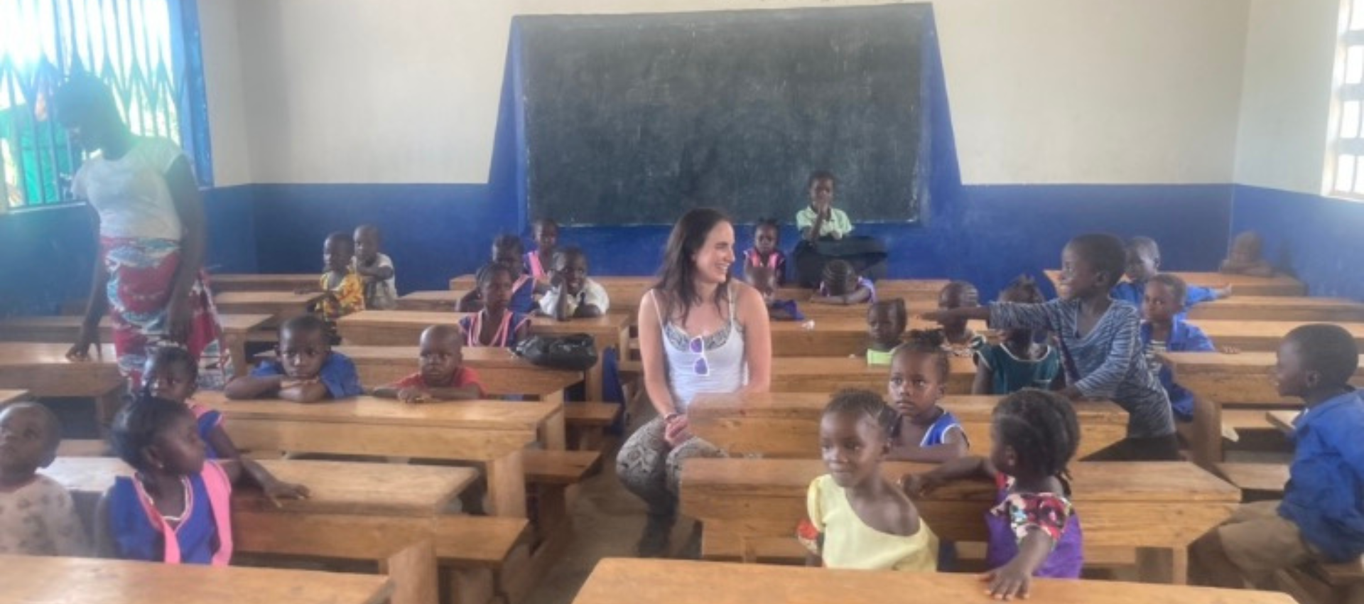 Marie Caine visiting the local community in Sierra Leone